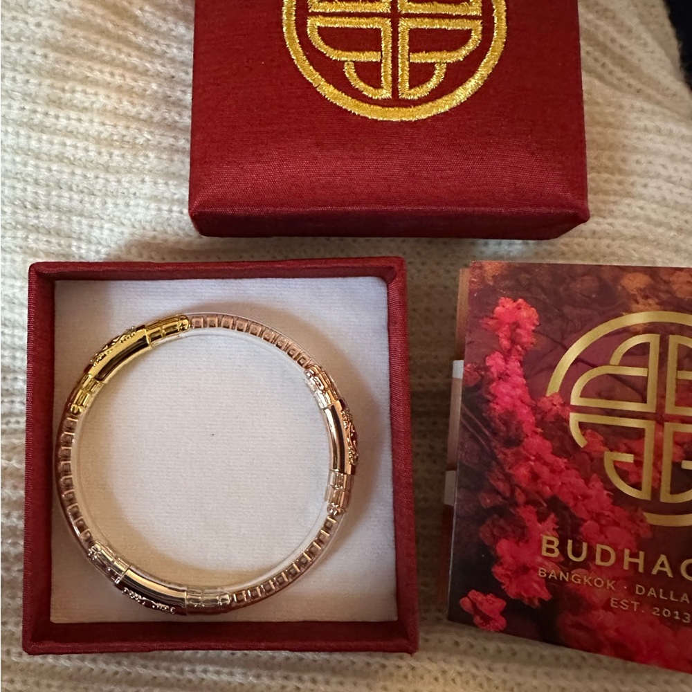 🆕💎 BuDhaGirl Mixed Metal All Weather Solo Bangle - Three Queens - Clear Crystal - Picture 6 of 16